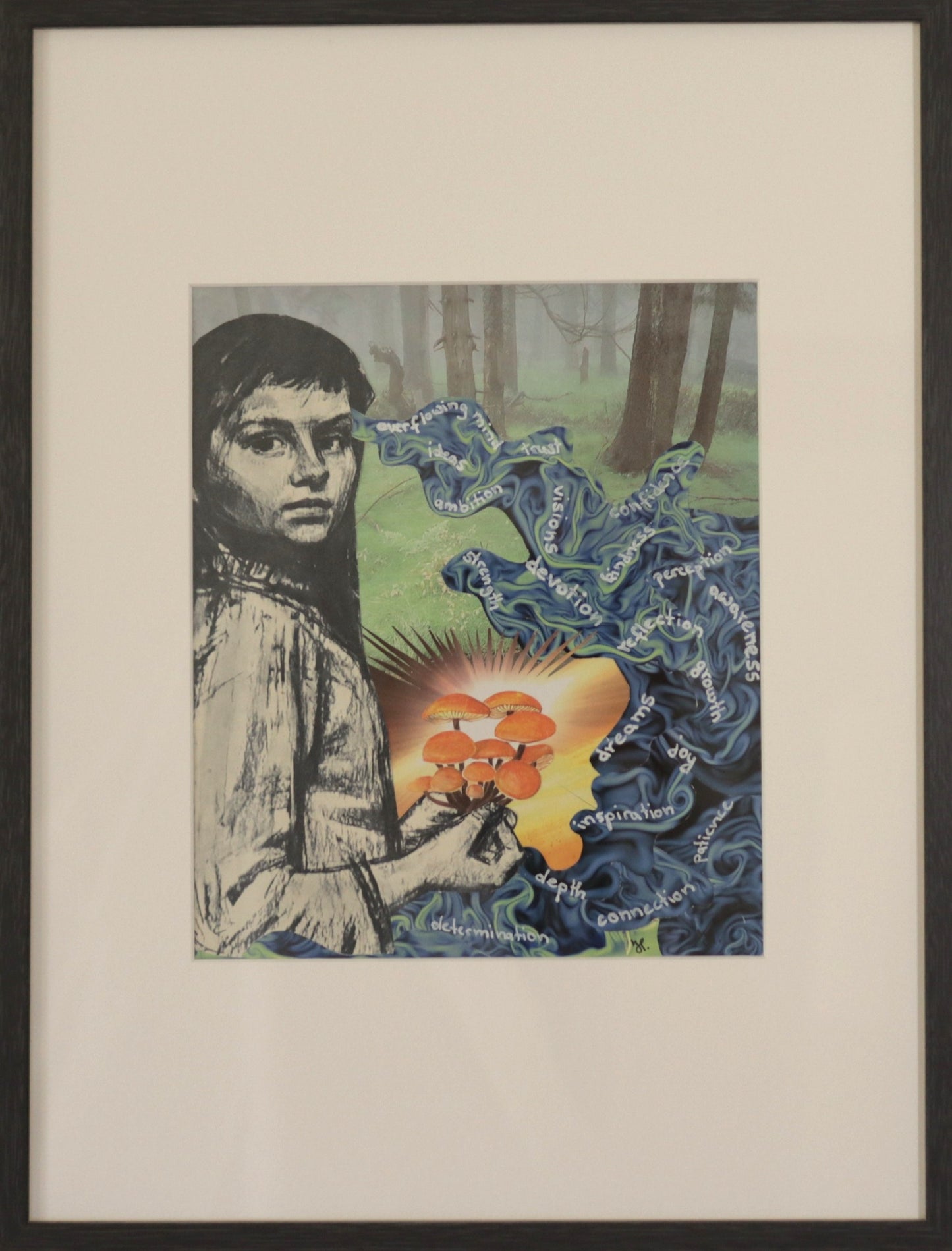 Original "Sabine" - Collage Strong mind - strong and kind gerahmt