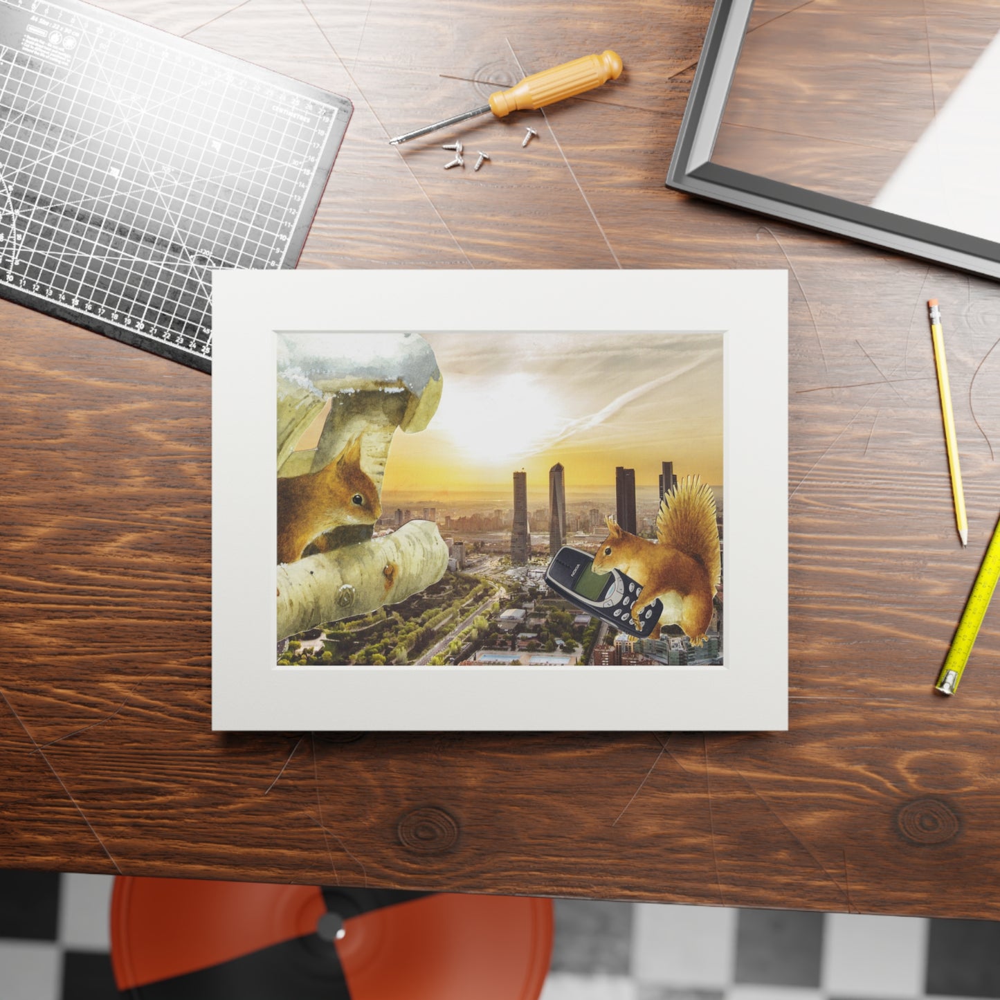 Squirrel City art print (passe-partout)