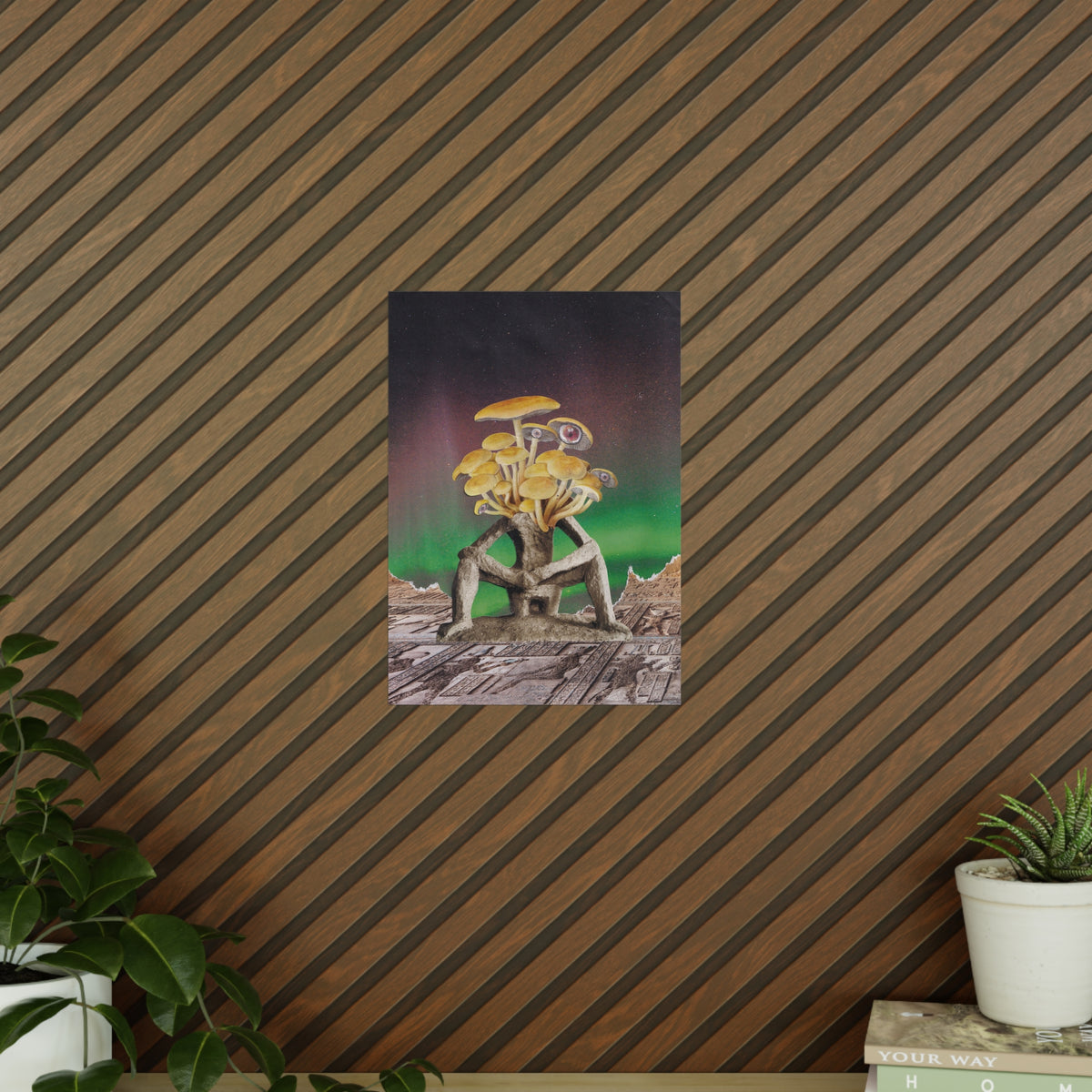 Gedankenathlet – Surreales Pilz-Denker-Poster