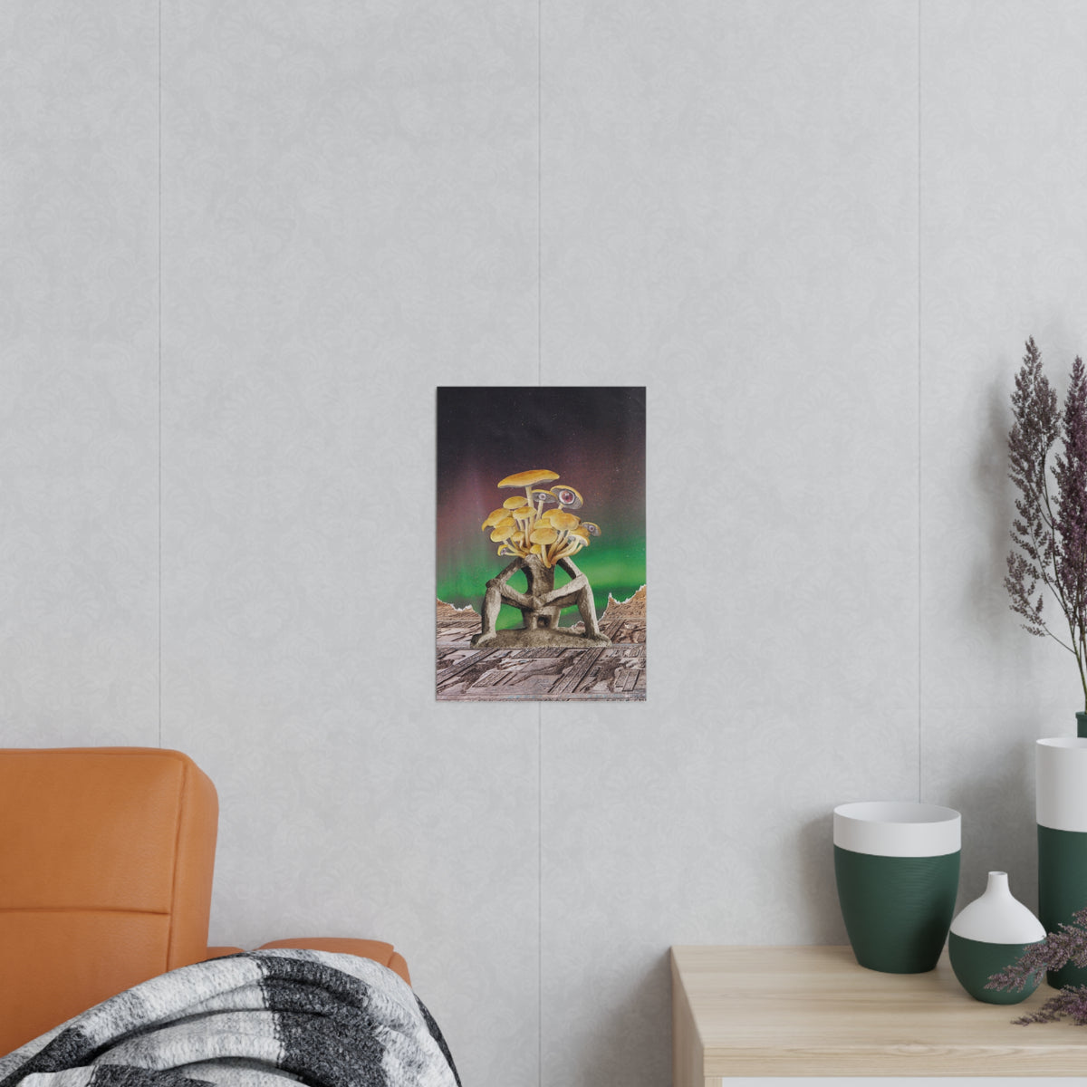 Gedankenathlet – Surreales Pilz-Denker-Poster