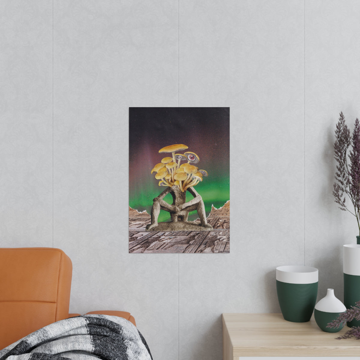 Gedankenathlet – Surreales Pilz-Denker-Poster