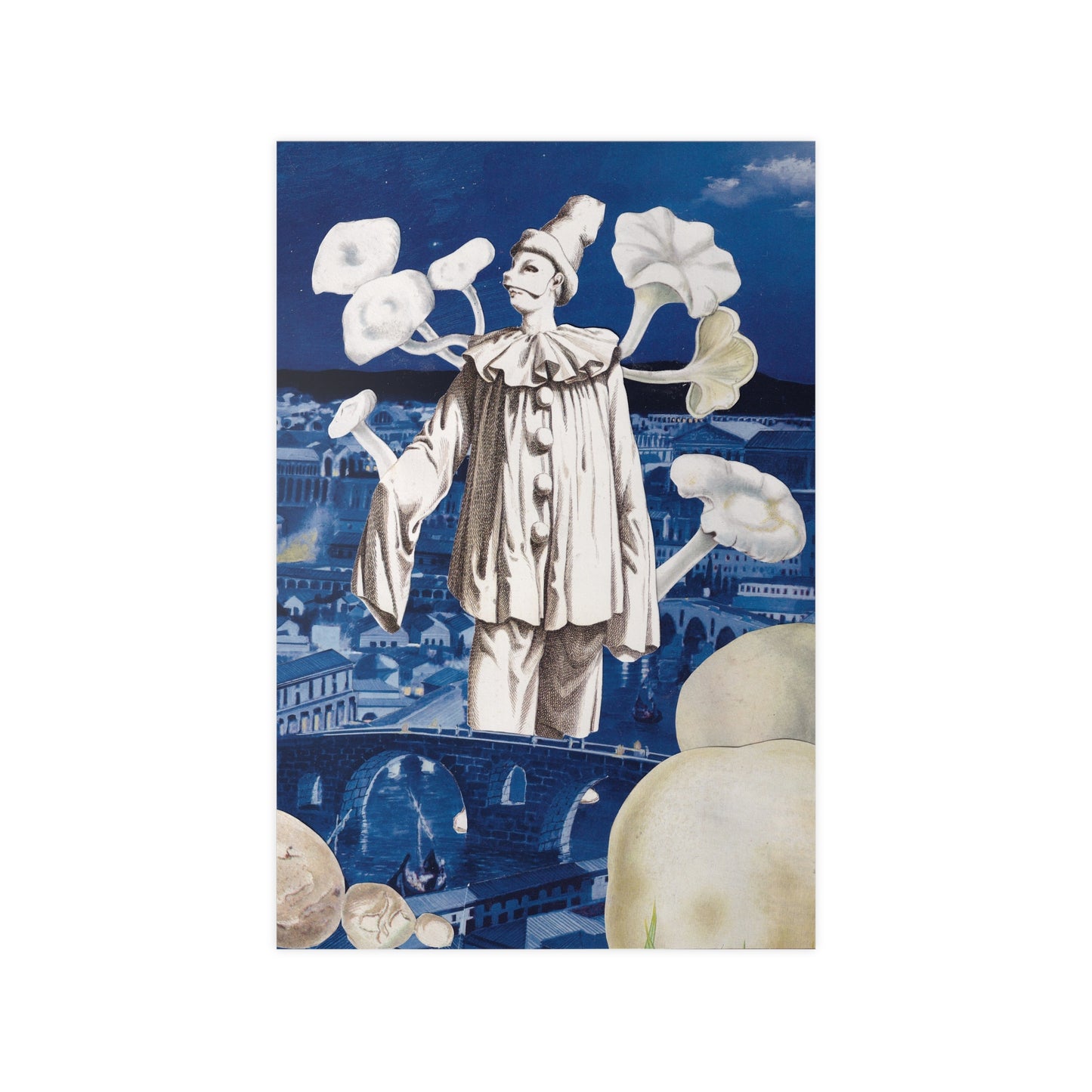 Surreal Pierrot Photopaper Poster — Vintage Comedia dell'arte Art Print