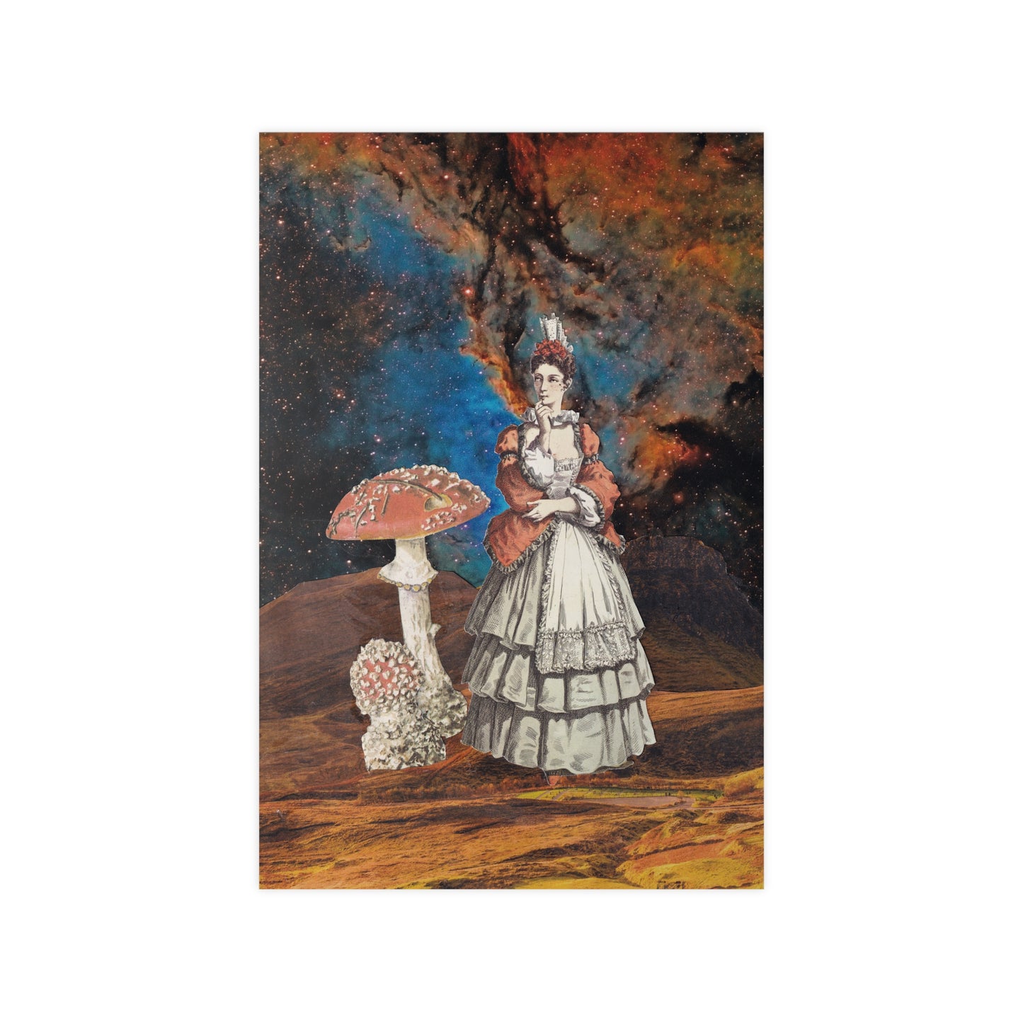 Surreal Colombina Commedia dell'Arte Poster — Mushrooms & Space Photopaper