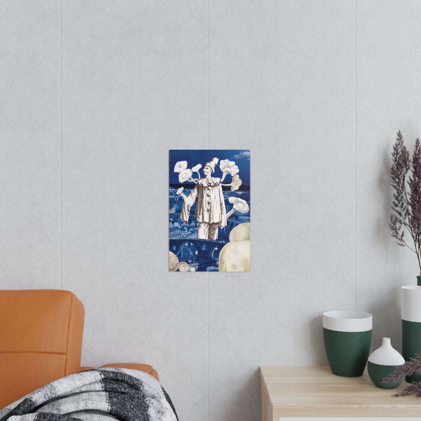 Surreal Pierrot Photopaper Poster — Vintage Comedia dell'arte Art Print