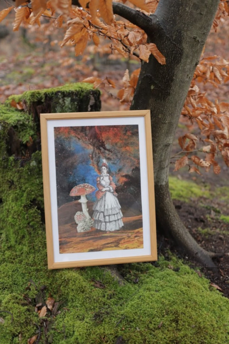 Original "Colombina" - Surreale Commedia dell'Arte Collage gerahmt