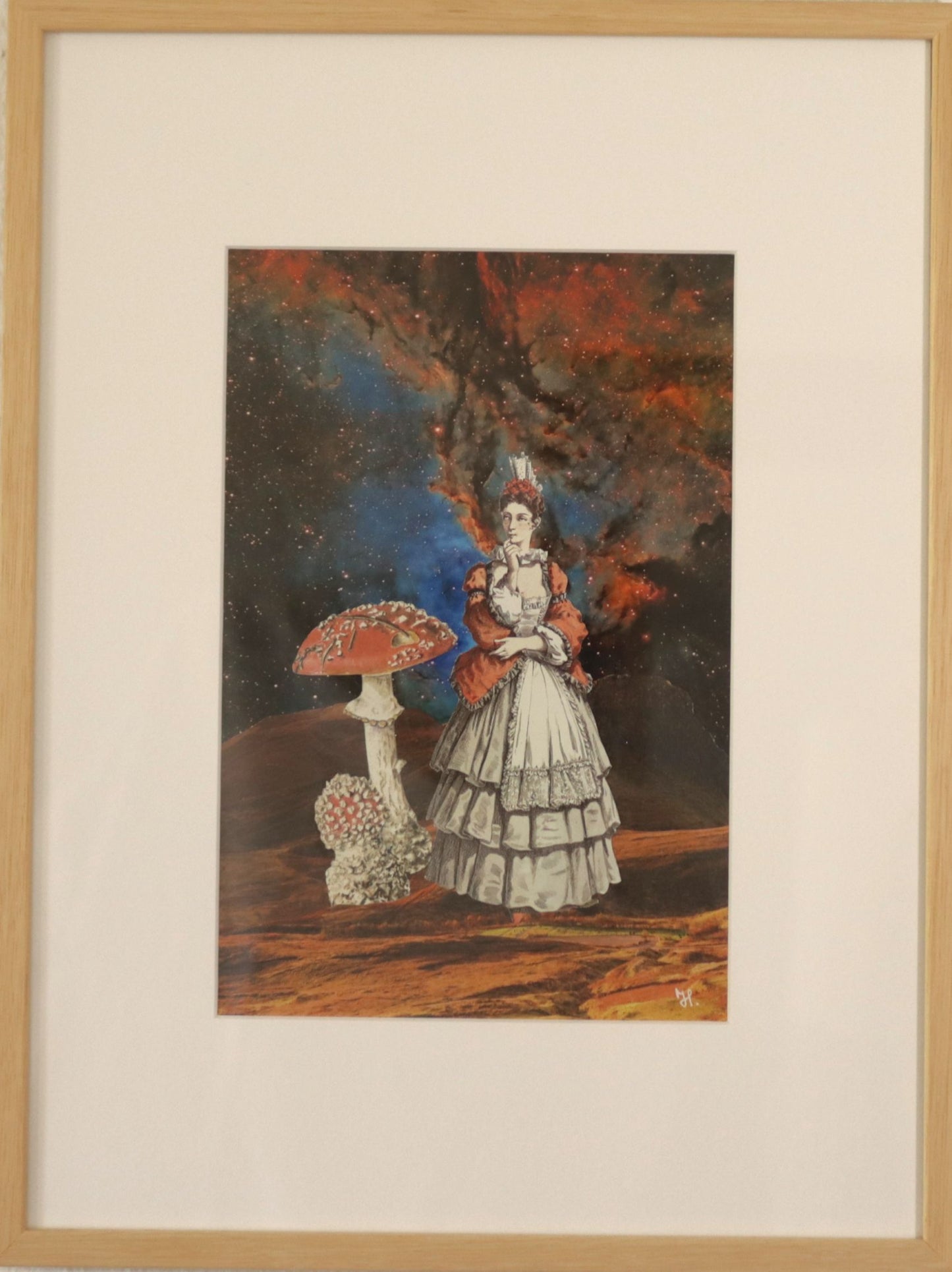Original "Colombina" - Surreale Commedia dell'Arte Collage gerahmt