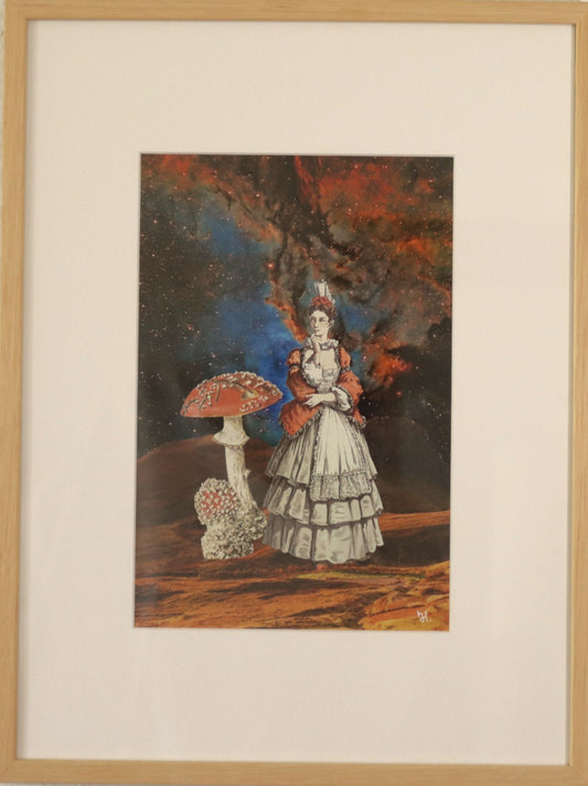 Original "Colombina" - Surreale Commedia dell'Arte Collage gerahmt