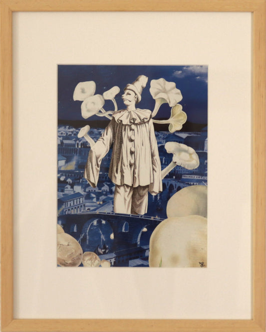 Original "Pulcinella" - Surreale Vintage Collage gerahmt