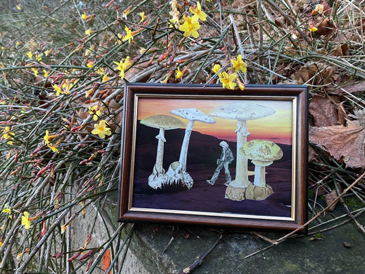 Original "Introvertiert" - Surreale Vintage Collage gerahmt